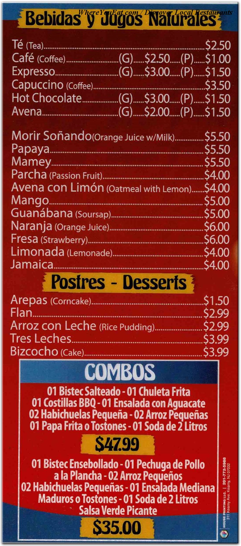 menu